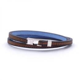 Bracelet cuir et argent massif 925 double Le Caracal 5