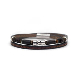 Bracelet double avec perles en argent 925 homme Le Bonobo