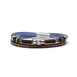Bracelet double avec perles en argent 925 homme Le Bonobo