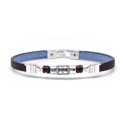 Bracelet avec perles et argent 925 homme Le Serval