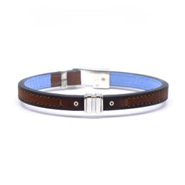 Bracelet cuir et argent massif 925 homme Le Lycaon 7