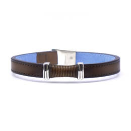 Bracelet argent massif 925 cuir tressé Le Butor 10