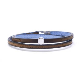 Bracelet cuir et argent massif 925 double Le Koati