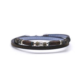 Bracelet double avec perles en argent 925 homme Le Bonobo
