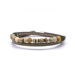 Bracelet double cuir et perles homme L'Urubu