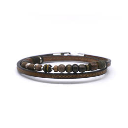 Bracelet double cuir et perles homme L'Urubu