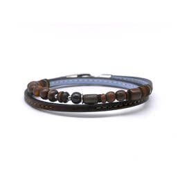 Bracelet double cuir et perles homme L'Urubu