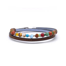 Bracelet double cuir et perles homme L'Urubu