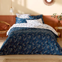 Drap plat satin de coton 110 fils motif floral