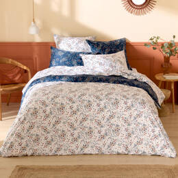 Parure de lit 2 pièces satin de coton 110 fils floral housse + taie
