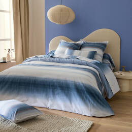 Parure de lit 2 pièces percale de coton dégradé rayé drap + taie