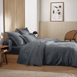 Drap satin de coton rayures ton sur ton