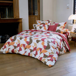 Drap plat percale de coton géométrique