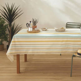 Nappe rectangulaire coton enduit rayures basque
