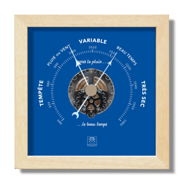 Baromètre "Après la pluie&apos;&apos; - Bleu Roy, 23 x 23 x 4cm