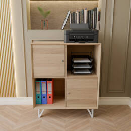 Meuble de bureau en chêne massif - 4 casiers