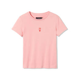 Tee-shirt Bertin brodé "mon petit coeur" rose clair en coton bio