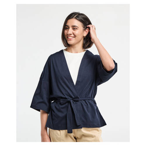 Veste kimono Kim bleu en coton bio