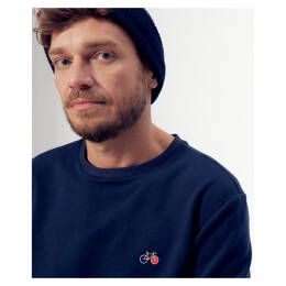 Sweat Basile Vélo brodé bleu en coton bio