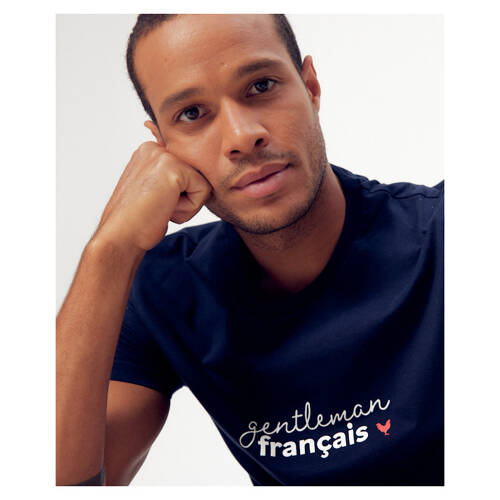 Tee-shirt Philibert "Gentleman" bleu en coton bio