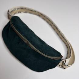 Sac Banane femme vert sapin / sangle léopard- taille M