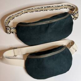 Sac Banane vert sapin / sangle léopard- taille M
