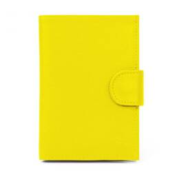 Portefeuille en cuir avec patte de fermeture - jaune - 320