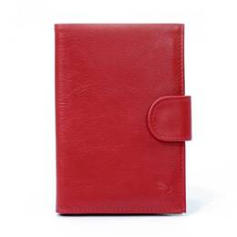 Portefeuille en cuir avec patte de fermeture - rouge - 320