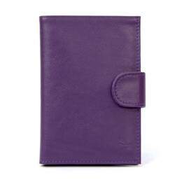 Portefeuille en cuir avec patte de fermeture - violet - 320