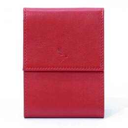 Porte-chéquier compact en cuir - rouge - 720