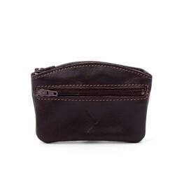 Porte-monnaie fermeture zippée cuir marron - 204