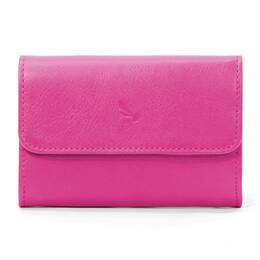 Porte-monnaie à rabat en cuir fuchsia - 004