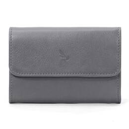 Porte-monnaie à rabat en cuir gris - 004