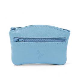 Porte-monnaie fermeture zippée en cuir azur - 204