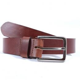 Ceinture cuir marron cannelle, boucle élégante acier poli 4037