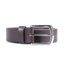 Ceinture cuir marron foncé, boucle robuste satinée 4048