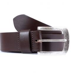 Ceinture cuir 40mm marron foncé, boucle acier vieilli belle presence