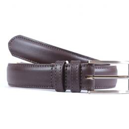 Ceinture cuir marron foncé, boucle rectangle finition argent satiné 6