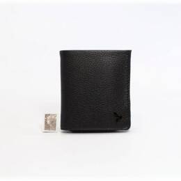 Porte-monnaie carré en cuir noir - 133