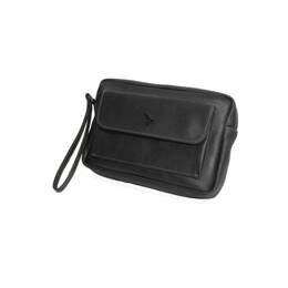 Sacoche homme en cuir noir à main