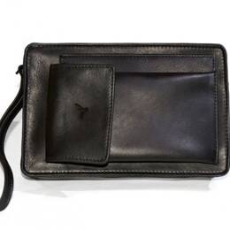 Sacoche homme en cuir noir lisse anse main 863