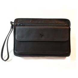 Sacoche en cuir noir avec dragonne
