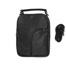 Sacoche à main et bandoulière  en cuir noir - 9256