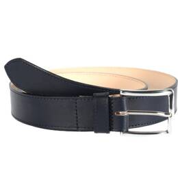 Ceinture cuir doublé bleu nuit, boucle rectangle acier poli 5032