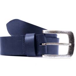 Ceinture cuir 40mm bleu marine, boucle acier vieilli belle presence