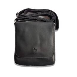 Sacoche bandoulière cuir noir à rabat