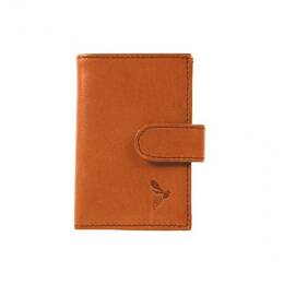 Porte-cartes compact "Luxe" tout cuir gold fermeture à patte -