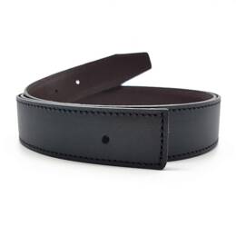 T85cm - Cuir de ceinture réversible compatible boucle H, noir lisse