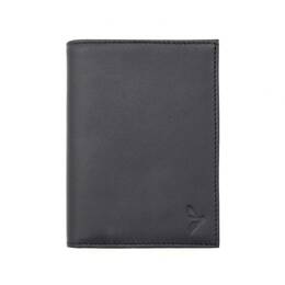 Portefeuille "Luxe" en cuir noir - 13 cm, 2 volets - PM-001-01