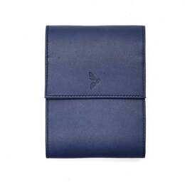 Porte chéquier "Luxe" tout cuir bleu - talon latéral - PM-030-01